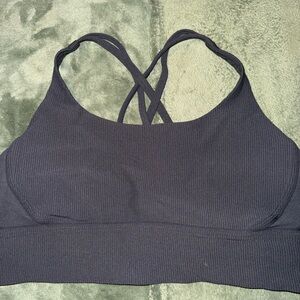 Lululemon Energy Longline Black Ribbed Sports Bra